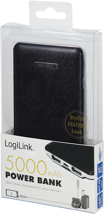 Packaging Image (png) - Ultra Slim Power Bank, 5000 Mah, Black - Logilink Pa0125b (800x800), Png Download