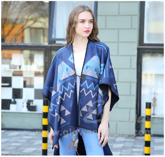 10 11 - Ladies/girl Cashmere Scarf Patchwork Plaid Poncho Cape (600x600), Png Download