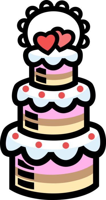 Vector Illustration Of Three-tiered Wedding Cake Dessert - Supervore123 (372x700), Png Download