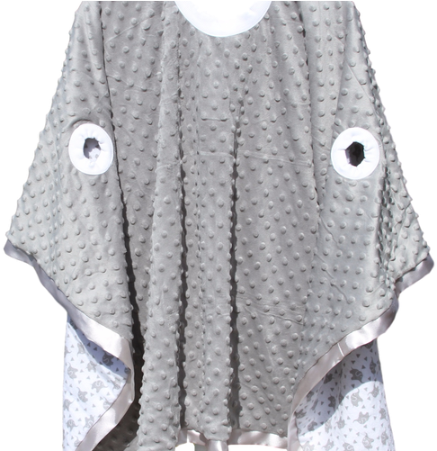 Grey, Pink Or Blue Minky Ele Flannel - Cardigan (500x500), Png Download