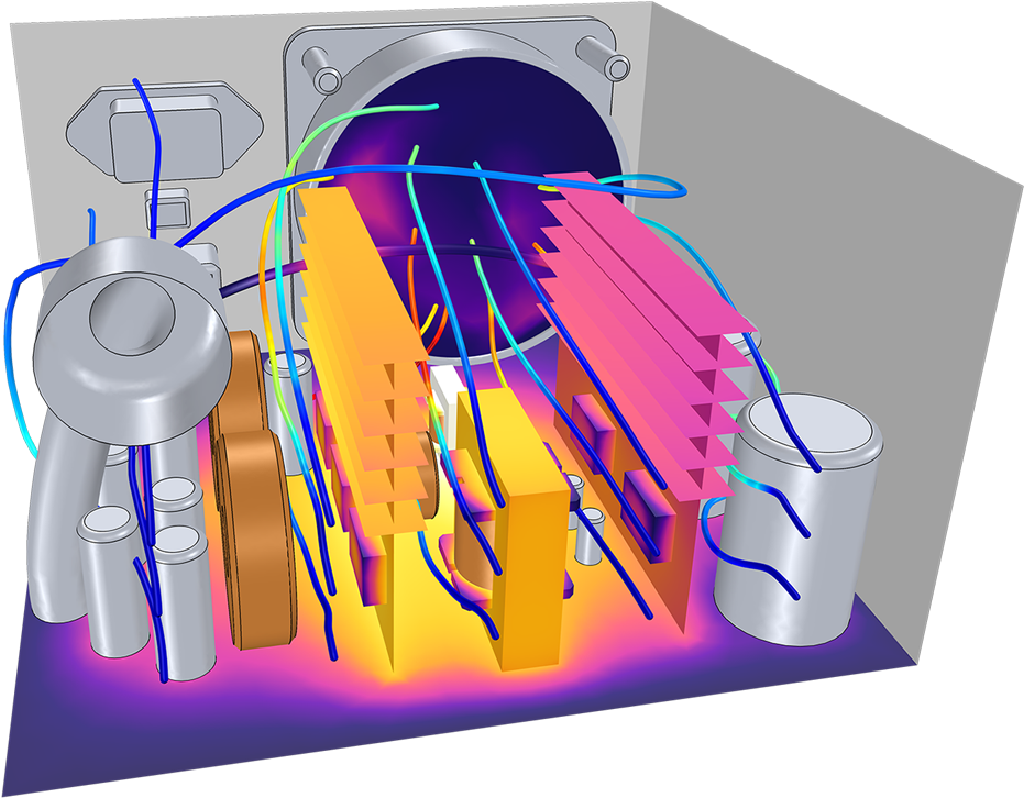 A Comsol Model Example Of Electronic Cooling In A Psu - Computer (1400x788), Png Download