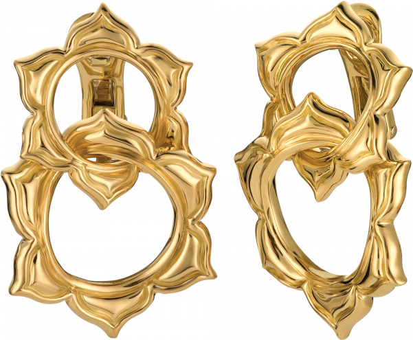 18kt Yellow Gold Soleil Double Earring (600x600), Png Download