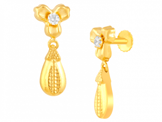 Triple Petals Gold Earrings - Gold (540x405), Png Download