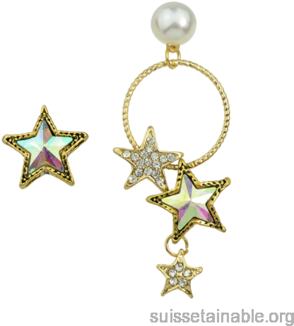 Women Faux Pearl Asymmetric Star Earrings - Korean Women Jewelry Earrings Asymmetric Faux Pearl (500x500), Png Download