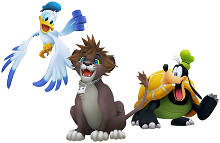 Defeat All Of The Heartless - Sora Donald Goofy Pride Lands (430x280), Png Download