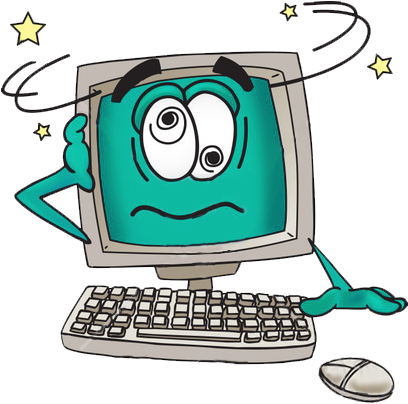 Technical Problems - Cartoon Computer (407x450), Png Download