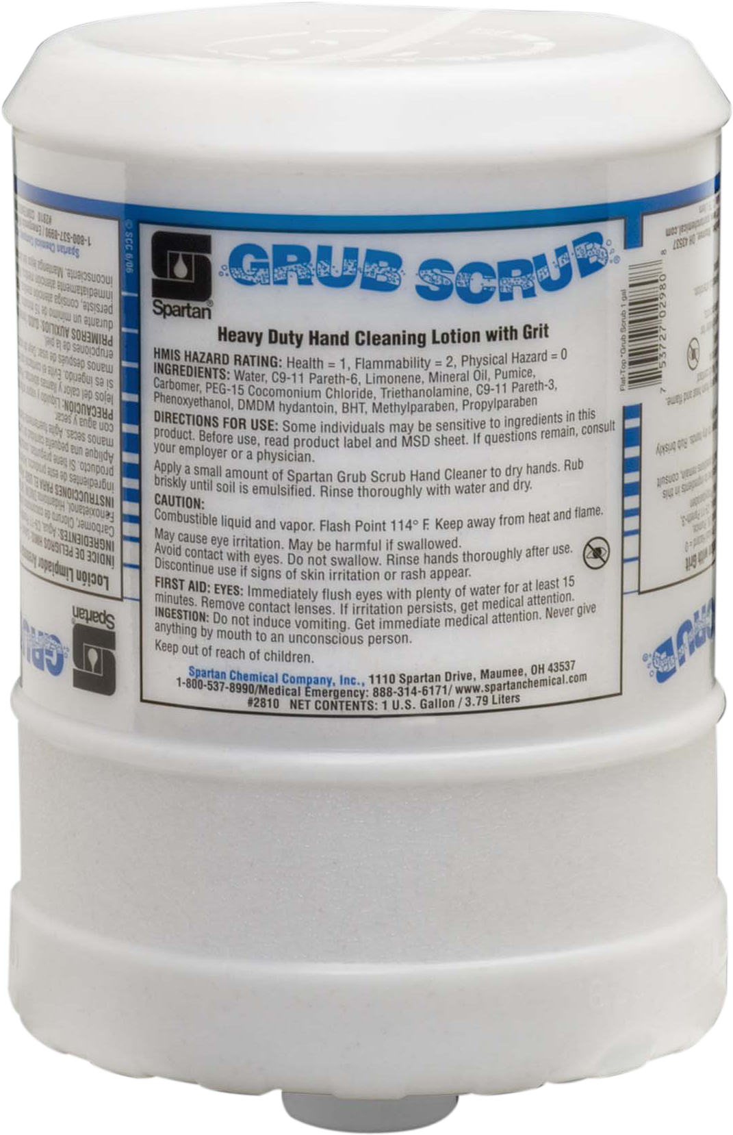 281004 Grub Scrub Flat Top - Spartan Grub Scrub Heavy Duty Hand Cleaner 1 Gallon (1407x1970), Png Download