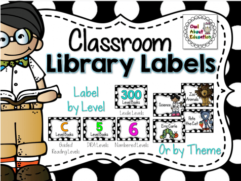Classroom Library Labels {black And White Polka Dot} - Rico Design Stempel Alles Gute Rund 3,5cm (475x475), Png Download