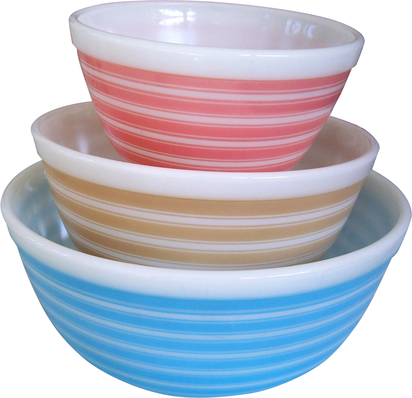 Pyrex Set Of 3 Rainbow Striped Nesting Bowls - Pyrex Striped Bowls (1364x1364), Png Download