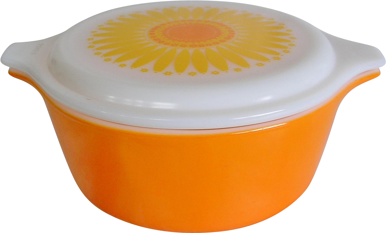 Pyrex Daisy Or Sunflower Covered Cinderella Casserole - Lid (1556x1556), Png Download