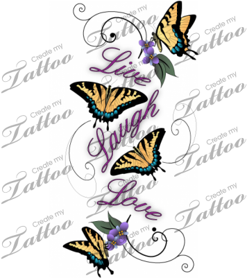 Love Tattoo Clipart Butterfly - Cross With Banner Tattoo (400x400), Png Download