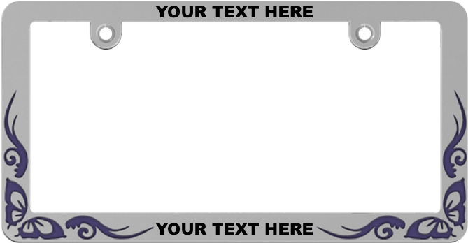 Chrome Butterfly Metal License Plate Tag Frame (670x359), Png Download