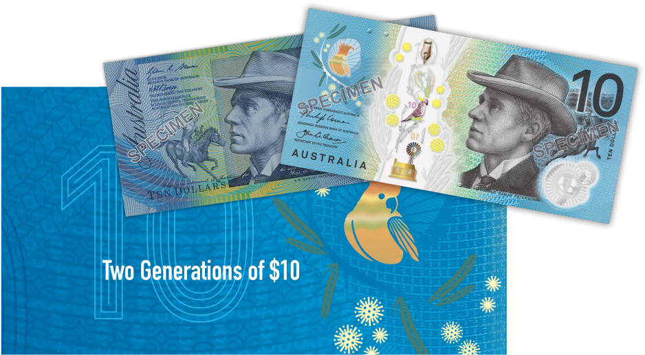 Two Generations Of $10 - 2017 Rba Official Two Generations Unc Pair Folder (970x536), Png Download