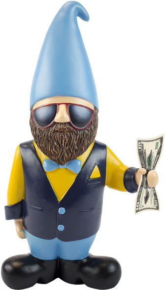 Gnick Holding A 10 Dollar Bill - Money Gnome (400x637), Png Download