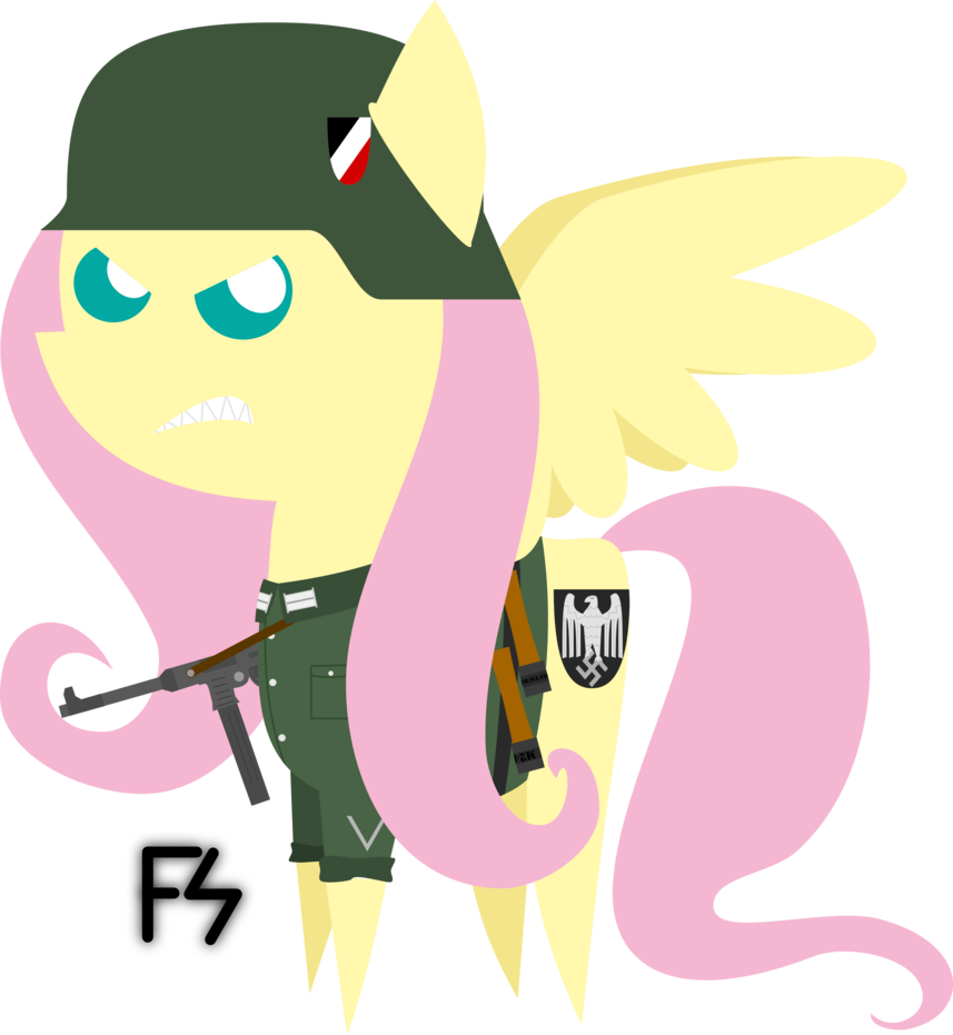 Facelesssoles, Clothes, Fluttershy, Helmet, Mp-40, - Portable Network Graphics (857x931), Png Download