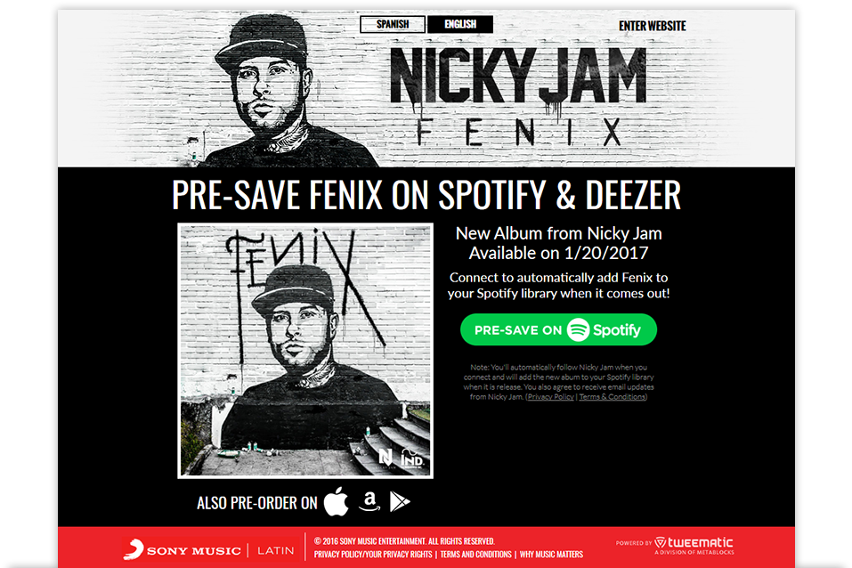 Nicky Jam Presave For Spotify - Spotify Pre Save Icon (1200x650), Png Download
