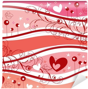 Pink Valentine Hearts And Curvy Swirls Wall Mural • - Retro Pink (400x400), Png Download