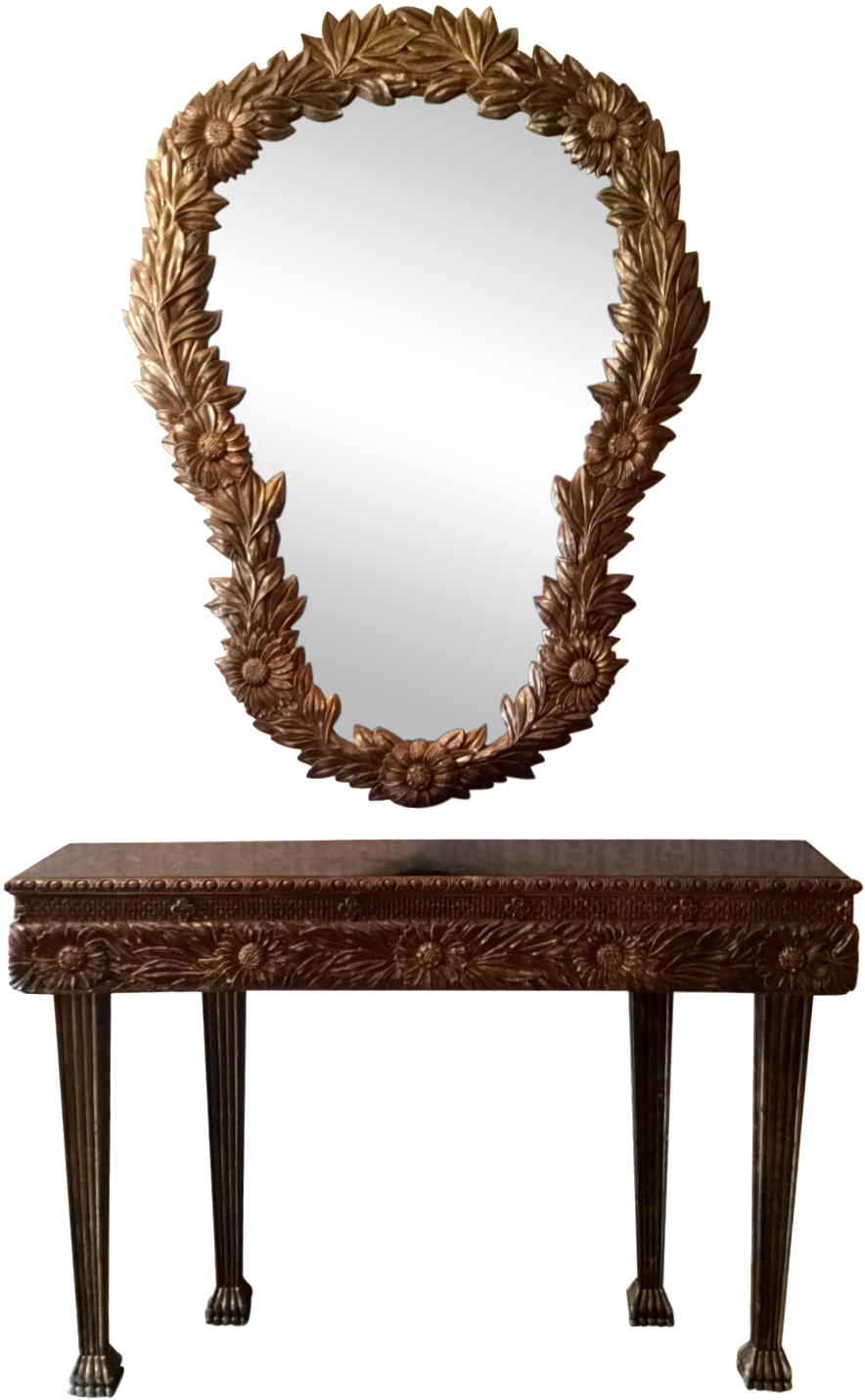 French Italian Gold Console Table & Mirror On Chairish - Chairish (921x1506), Png Download