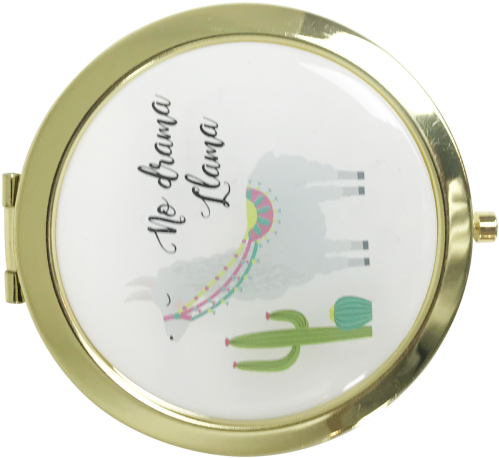 No Drama Llama Mirror Gold Rim - Circle (500x500), Png Download