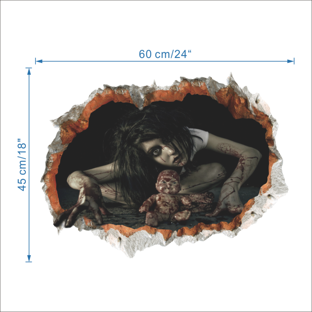 Horror Face Room Decor 3d Wall Stickers - Lovfa 3d Halloween Horror Wall Sticker Scary Bloody (1000x1000), Png Download