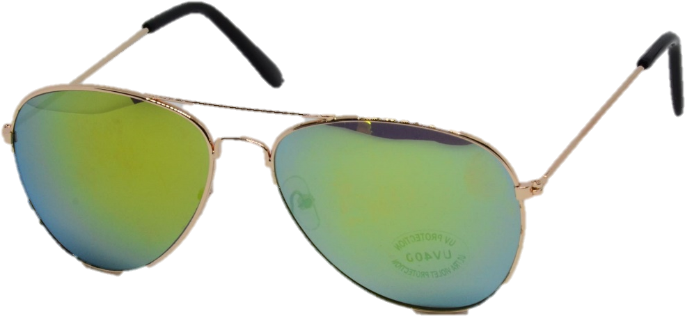 Aviator Gold Gold Mirror Lens - Reflection (1379x914), Png Download