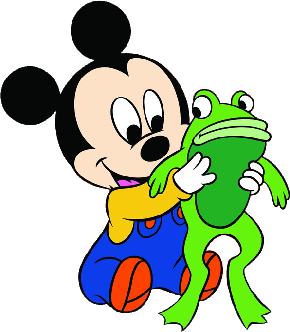 Baby Mickey Clipart Ggmm41 Clipart - Mickey With Frog (627x715), Png Download