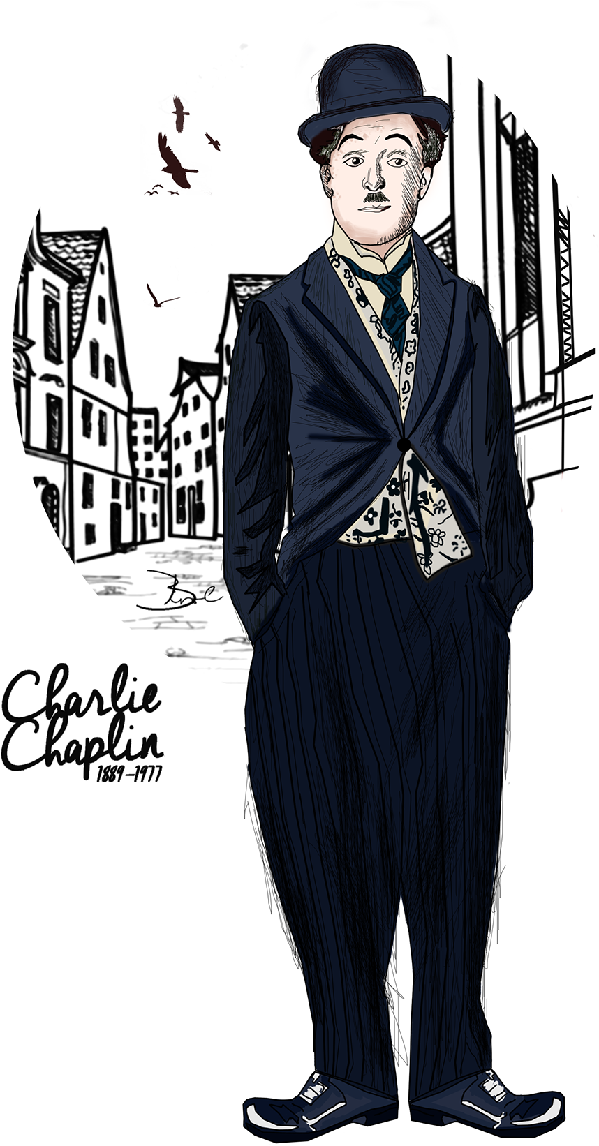 Charlie Chaplin Iç Sayfa Tasarımı Ve Bardak Altlığı - Charlie Chaplin (1200x1697), Png Download