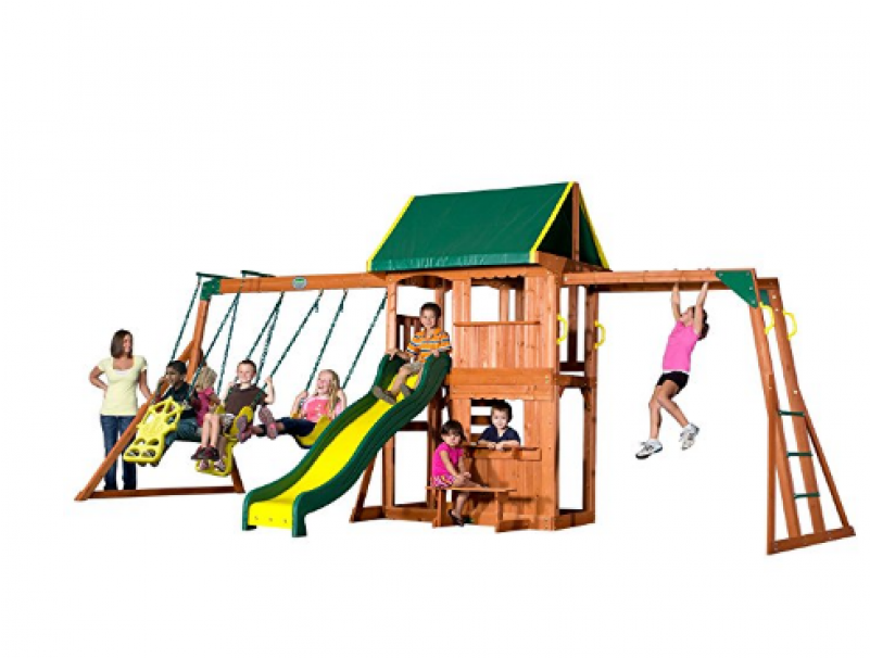 Prairie Ridge Wooden Swing Set With Monkey Bars (800x800), Png Download