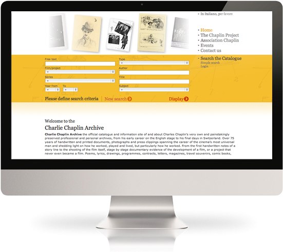 The Charlie Chaplin Archive Website On A Desktop Computer - Design (720x490), Png Download