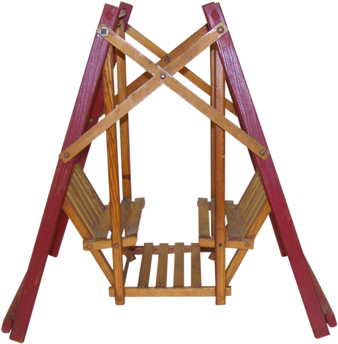 Miniature Wooden Swing Set With Original Paint - Swing (689x689), Png Download