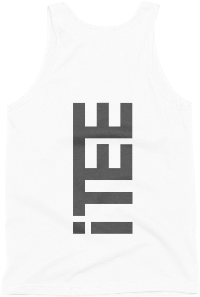 Itee White Vertical Logo Back Fine Jersey Tank - Men's Tank Top, White (1000x1000), Png Download