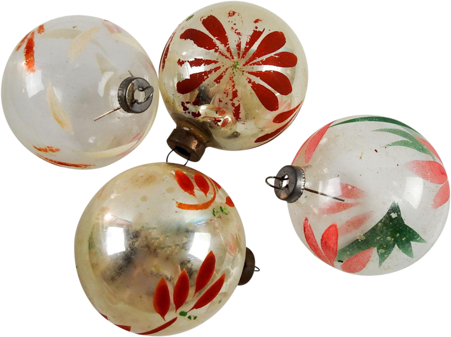 Vintage Silver & Clear Hand Painted Christmas Ornaments - Christmas Day (1024x766), Png Download