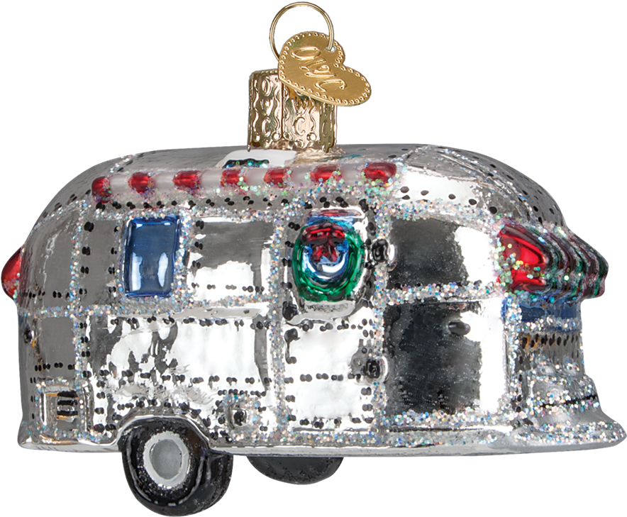 Vintage Trailer Ornament - Old World Christmas Vintage Trailer Glass Blown Ornament (1000x1000), Png Download