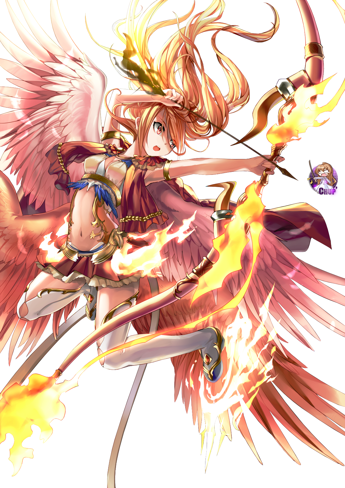 Anime Girl Fire Archer (1157x1636), Png Download