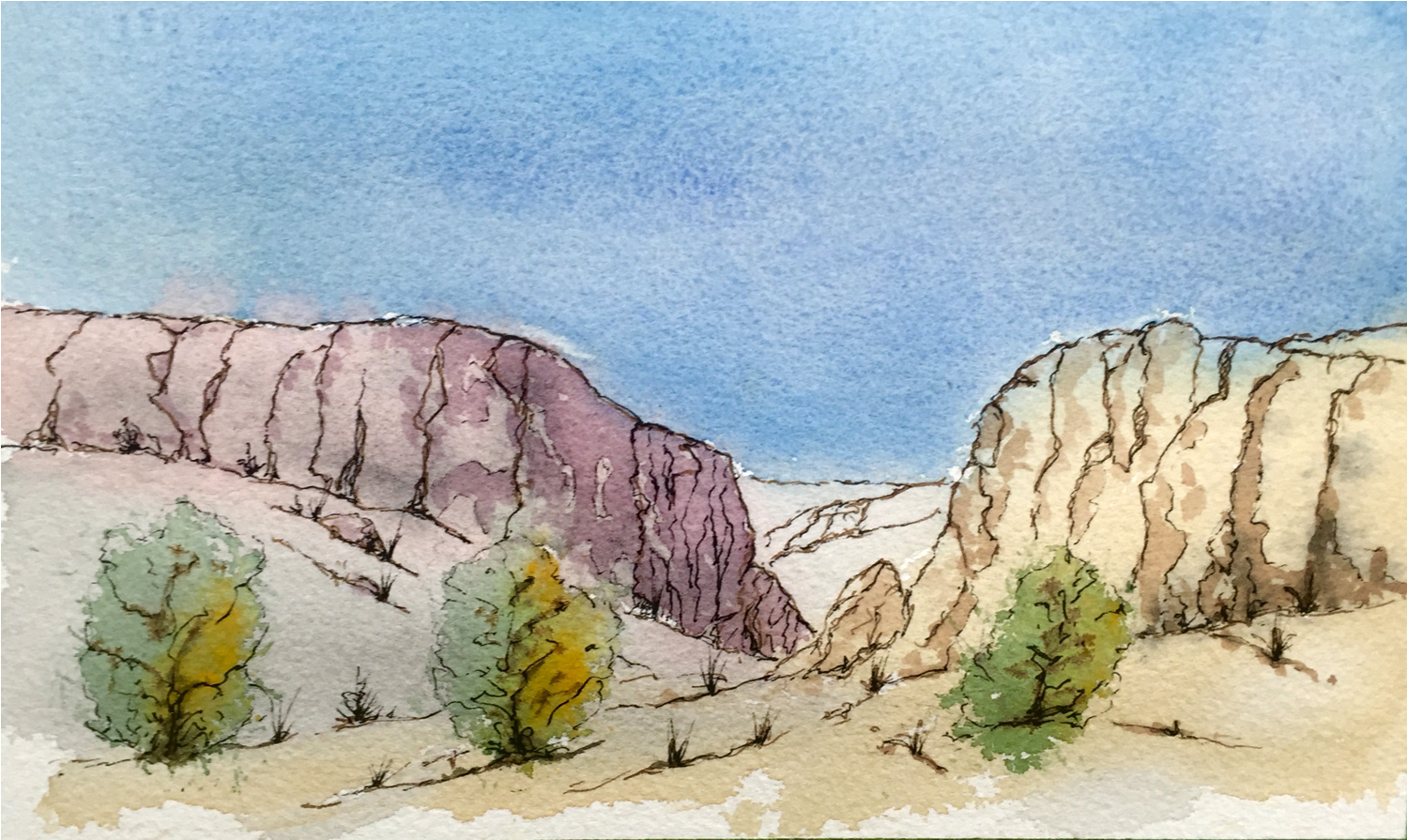 Panorama Drawing Watercolour (1920x894), Png Download