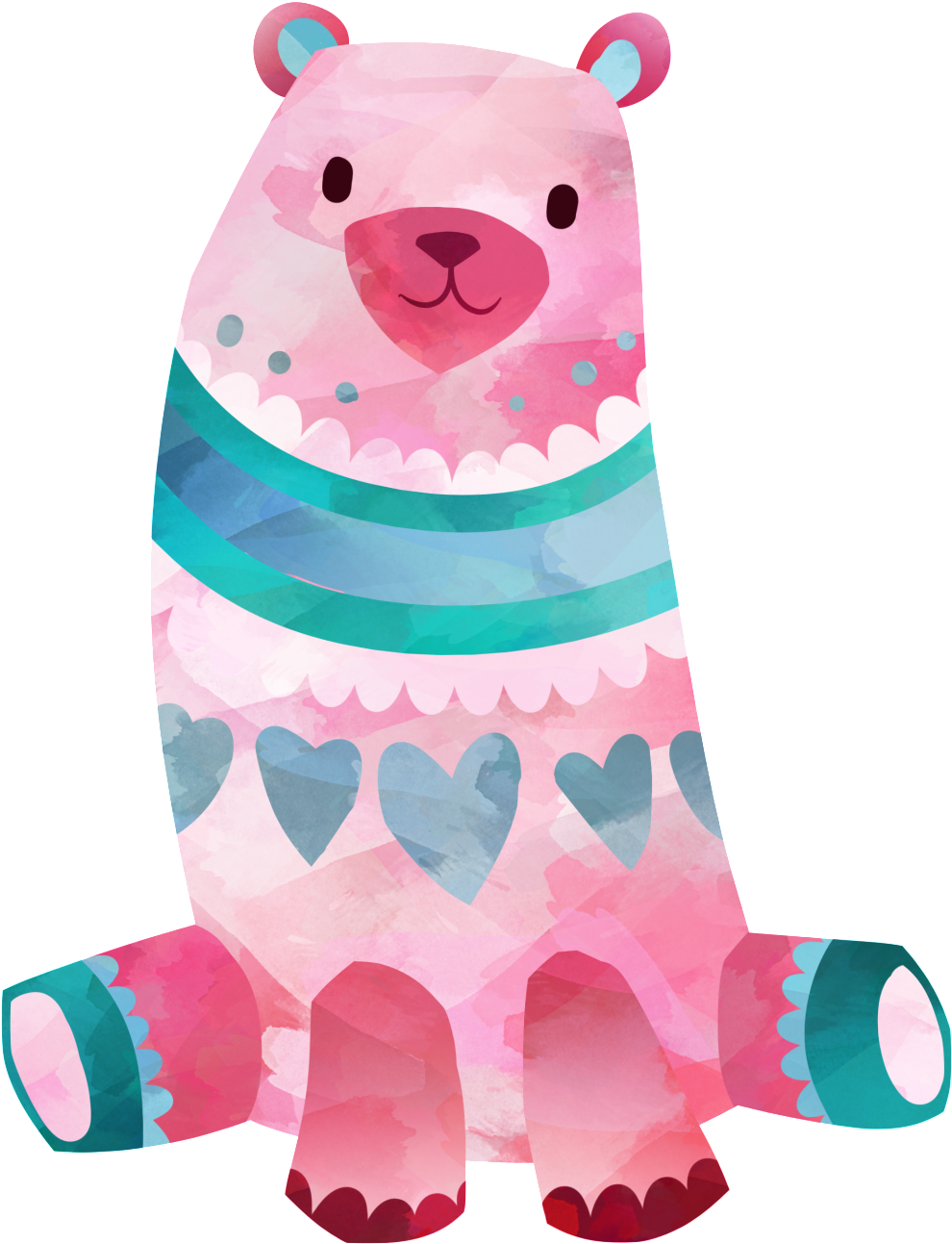 Cute Bear Watercolor Cartoon Png Images - Love Bear Beach Towel (1024x1324), Png Download