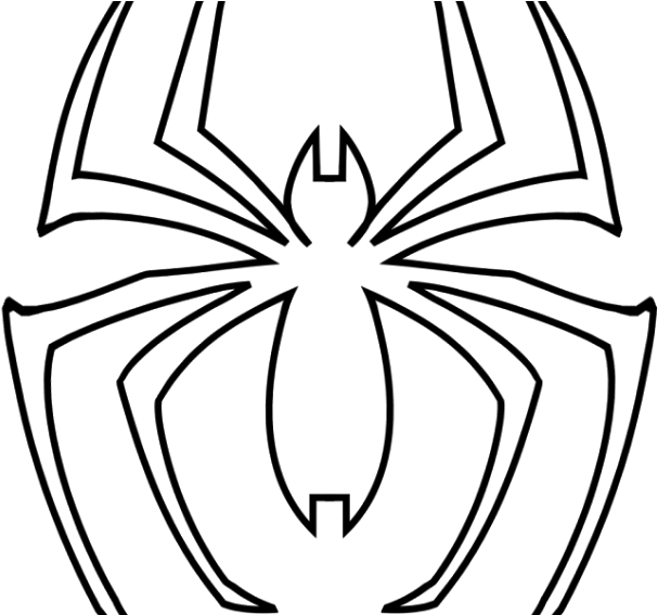 Spiderman Spider Logo Outline For Pumpkin Carving - Araña De Spiderman Para Colorear (640x566), Png Download