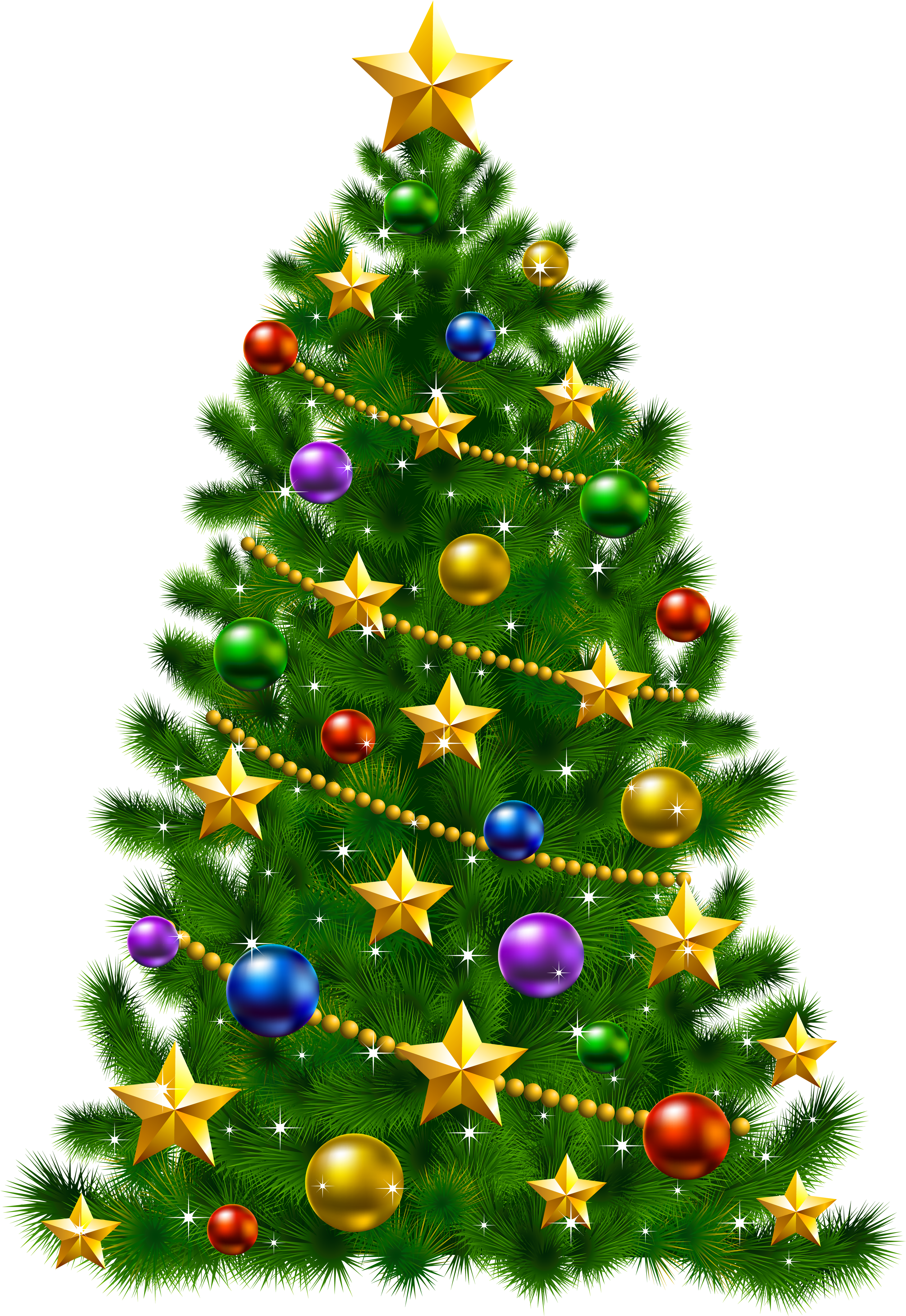 Vector Library Christmas Tree Star Clipart - Christmas Tree With Stars (3000x4277), Png Download