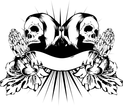 Skeleton Vector Prayer Hand - Praying Skull Hands Tattoo (400x346), Png Download