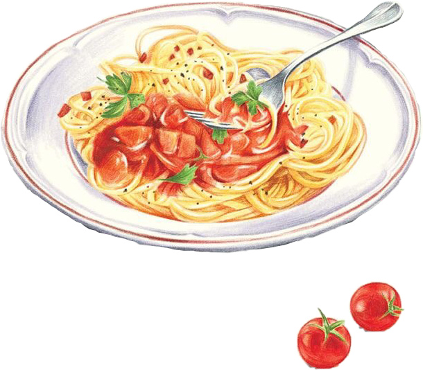 Watercolor Food Pasta Freetoedit - Watercolor Pasta (610x534), Png Download