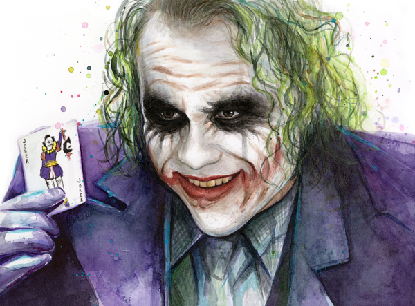 Click And Drag To Re-position The Image, If Desired - Joker Watercolor (600x443), Png Download