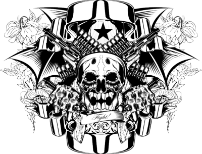 Body Art Tattoos Png Clipart - Skull And Crossed Guns Square Car Magnet 3" X 3" (400x305), Png Download