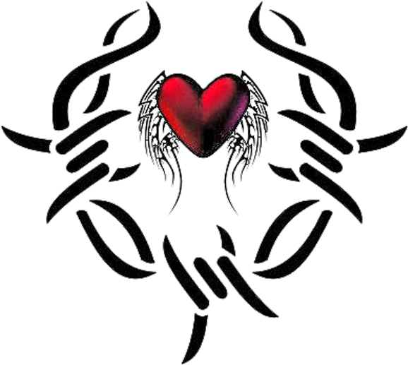 Tribal Love Heart Tattoos (600x533), Png Download