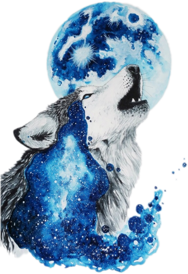 Wolf Lobo Moon Luna Galaxy Watercolor - Jonna Scandy Girl (1024x1024), Png Download