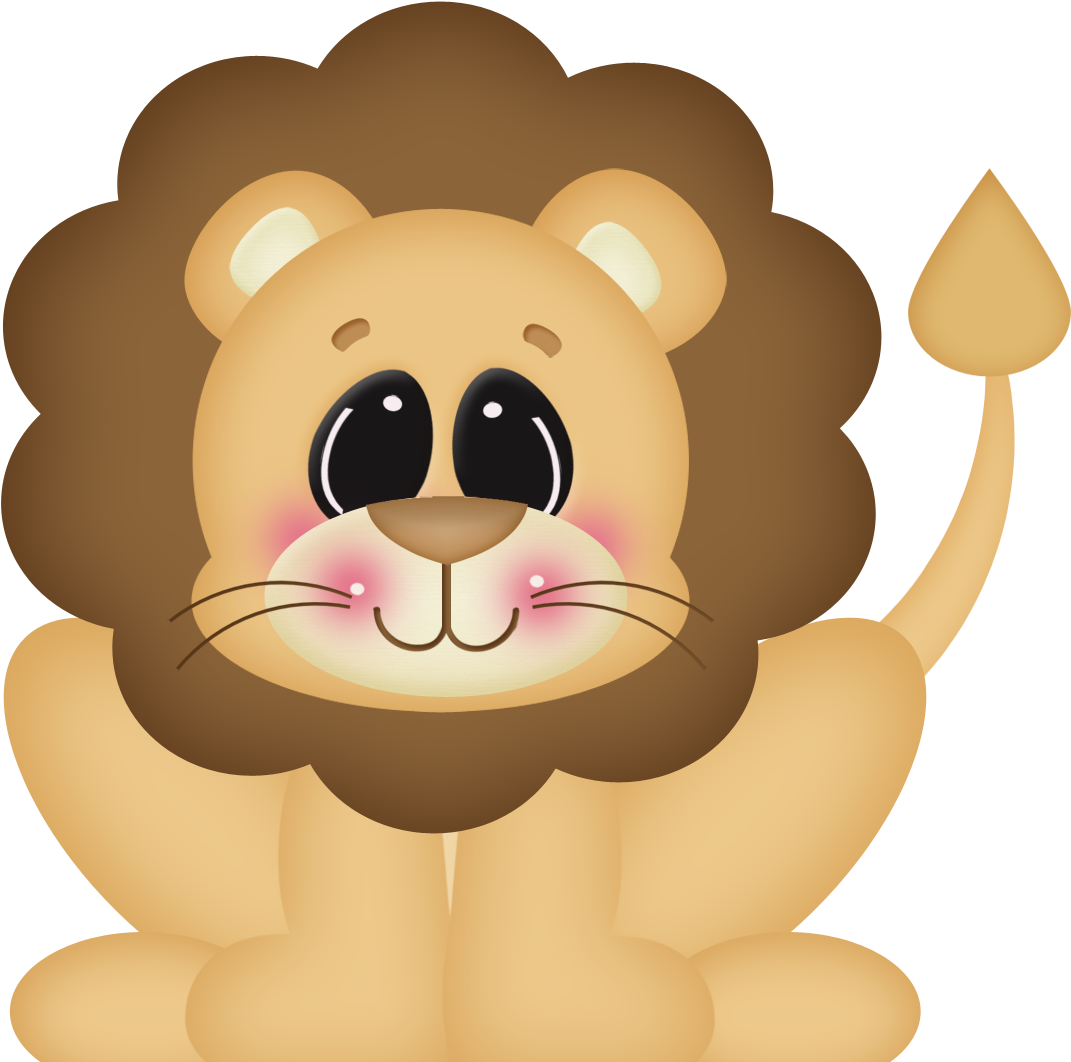 Tigres Clipart Baby Lion - Tiernos Animales De La Selva Animados (1075x1073), Png Download