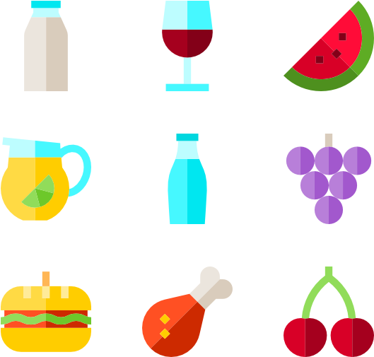 Colored Bullets Icons Png - Food Vector Icon Png (600x564), Png Download