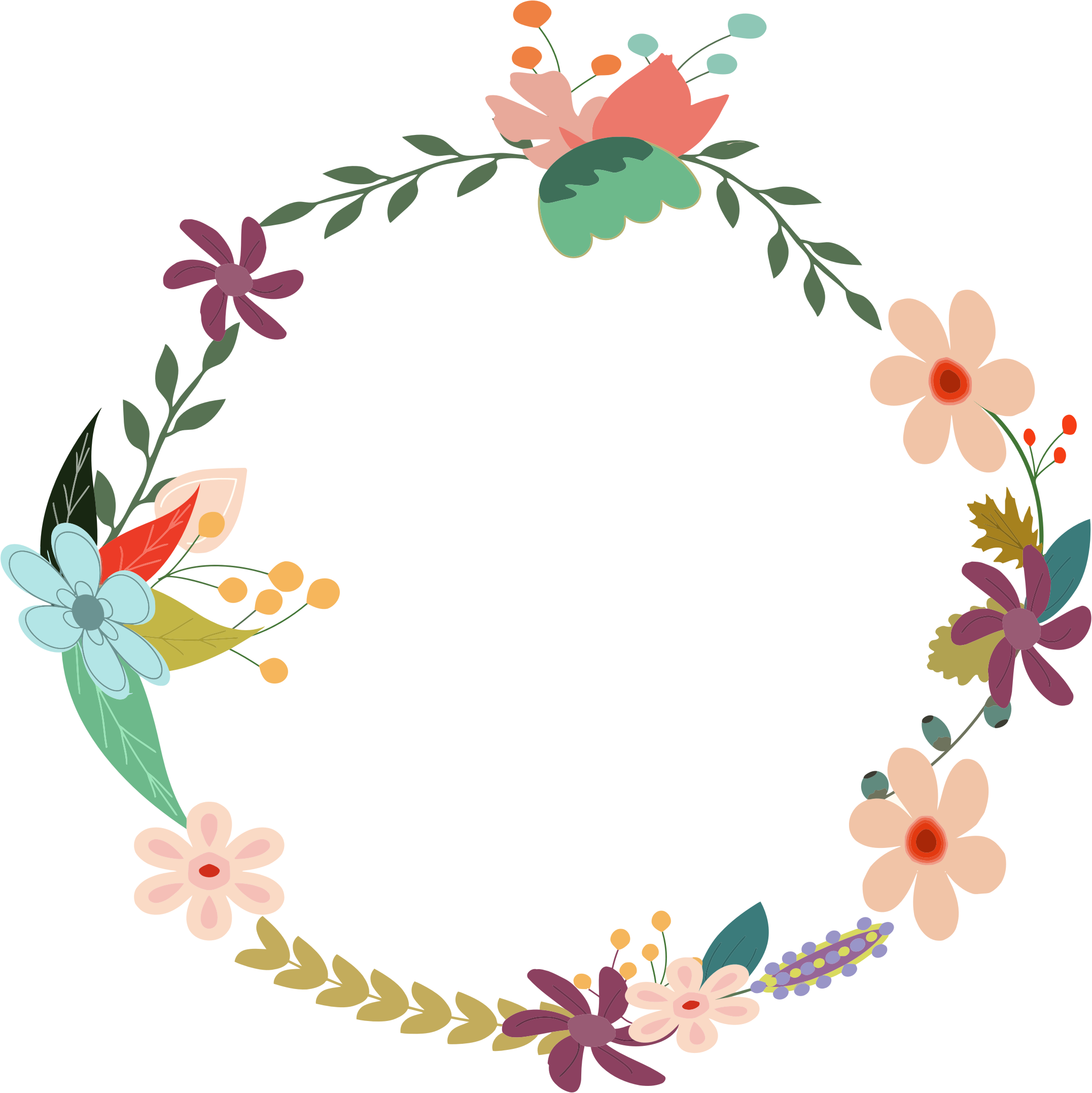 Vintage Floral Wreath By @gdj, From Pdp, With Love - Vector Floral Vintage Png (2153x2154), Png Download