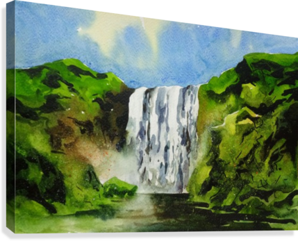 Waterfalls Painting 10 2018 Canvas Print - Canvas Print (429x347), Png Download