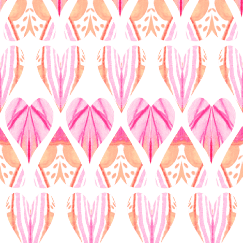 Watercolor Pink Peach Heart Fabric By Emilysanford - Heart (470x469), Png Download