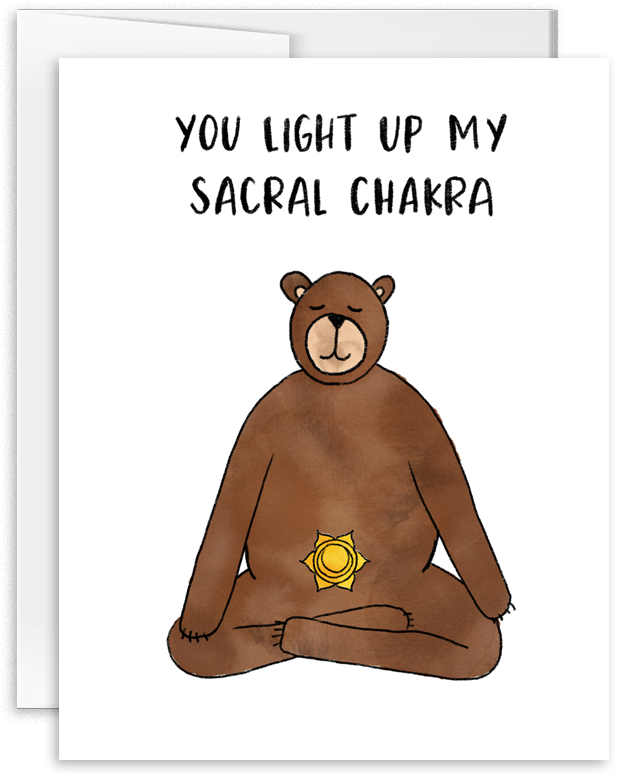 You Light Up My Sacral Chakra Watercolor Bear Greeting - Watercolor Painting (1000x1000), Png Download